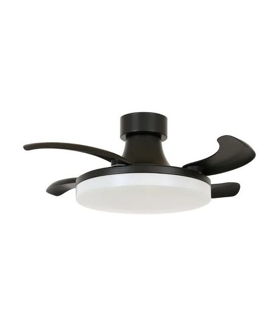 90cm DC Ceiling Fan with Retractable Blades and Light in Black