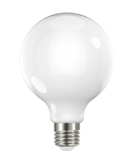 7.6W Glass Opal Dimmable LED G95 ES Globe in Cool White