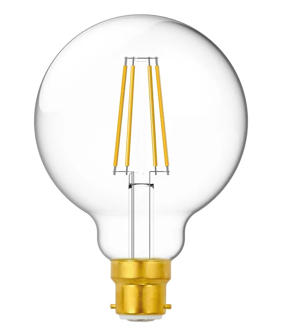 7W Clear LED G95 BC Globe in Warm White
