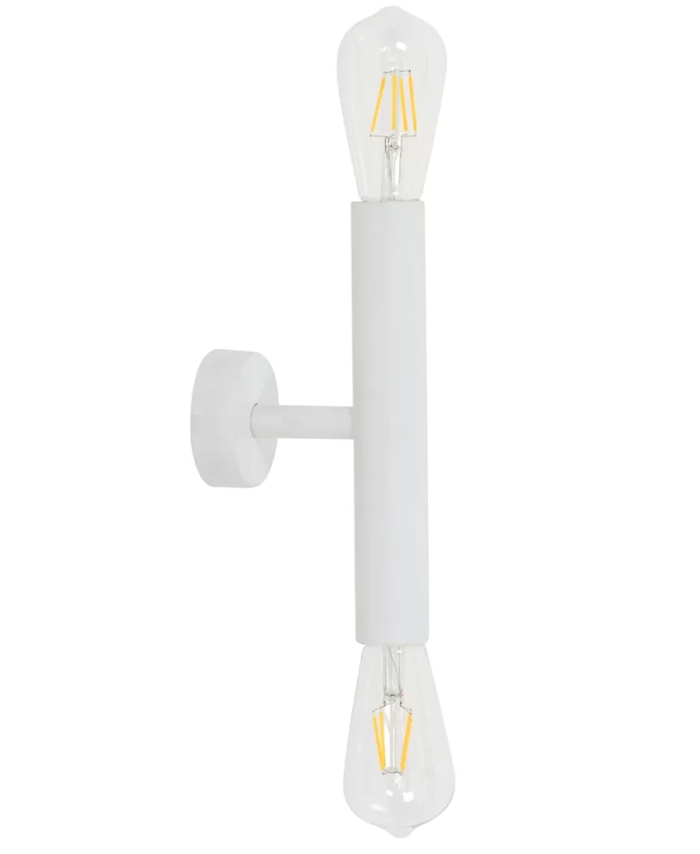 2 Light Cylinder Wall Bracket in White