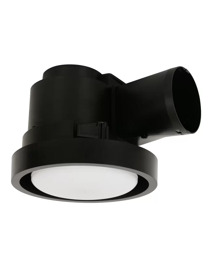 250mm Exhaust Fan and Light in Black