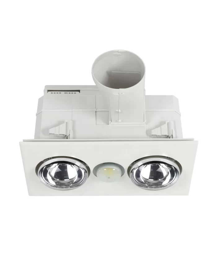 3-in-1 Bathroom Heater, Exhaust Fan and Light in White with 2 x 275W Heat Lamps