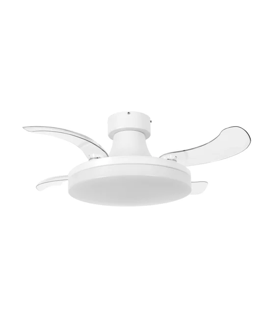 90cm DC Ceiling Fan with Retractable Blades and Light in White