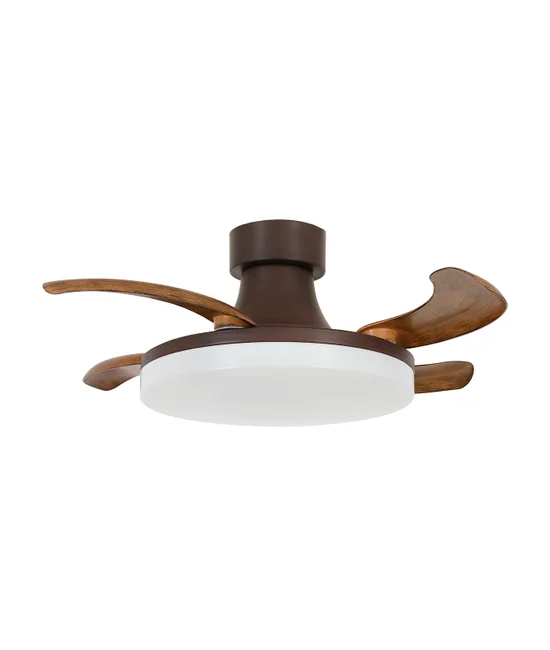 90cm DC Ceiling Fan with Retractable Blades and Light in Oil Rubbed Bronze/Koa