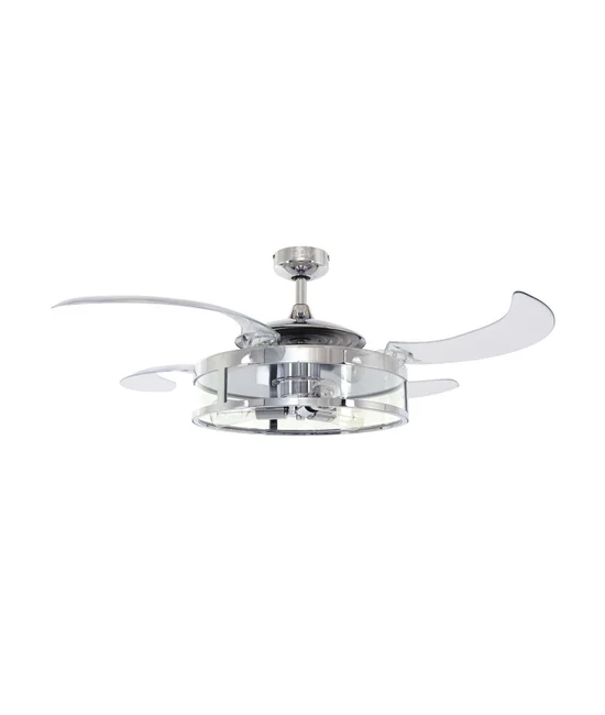 Classic Chrome Ceiling Fan With Clear Retractable Blades and Light