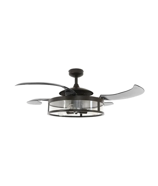 Classic Ceiling Fan in Antique Black with 4 Retractable Smoke Blades and Light