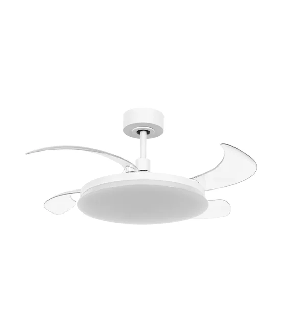 90cm DC Ceiling Fan with Retractable Blades and Light in White