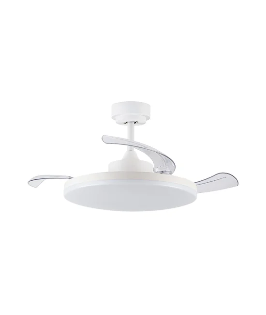 106cm DC Fan in White with Clear Retractable Blades
