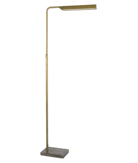LED Floor Lamp in Antique Brass with Brown Marble Base