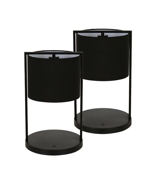 1 Light Table Lamp in Black, 2 Pack, with USB Port