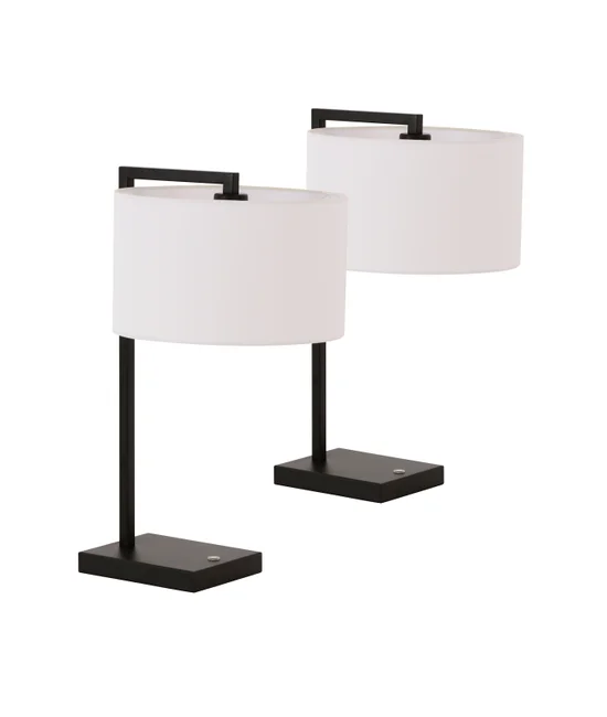 1 Light Table Lamp in Black, 2 Pack, with USB