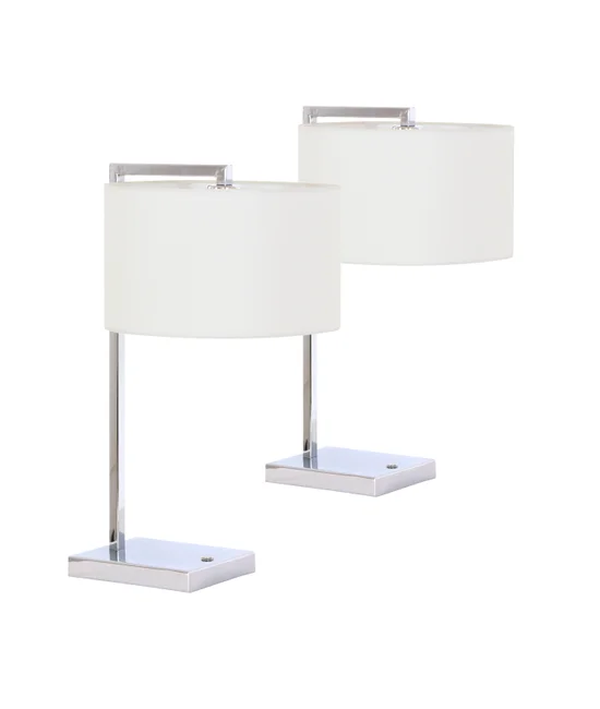 1 Light Table Lamp in Chrome, 2 Pack, with USB