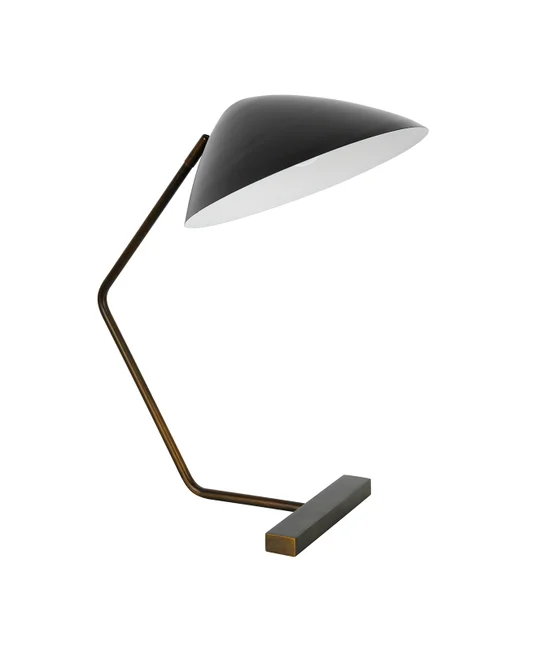1 Light Table Lamp in Bronze with Black Shade