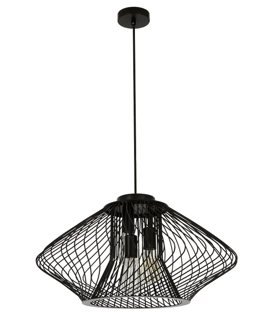 3 Light Large Squat Pendant in Black