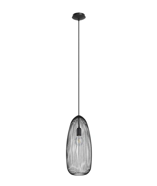 1 Light Medium Tall Pendant in Black
