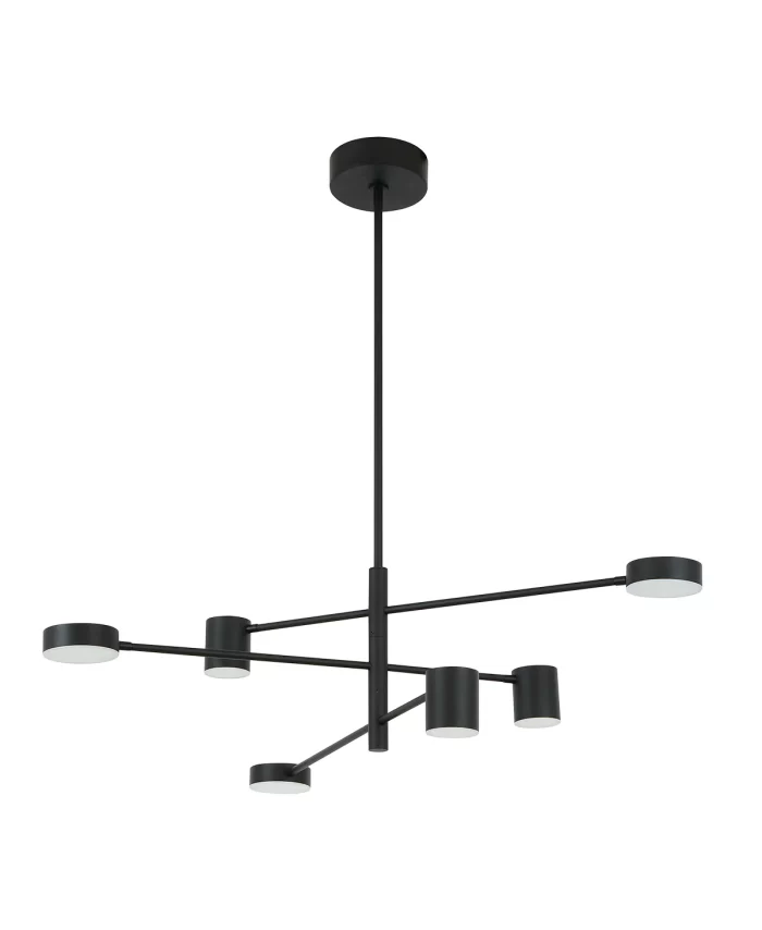 6 Light LED Colour Switching Pendant or Close to Ceiling Fitting in Black