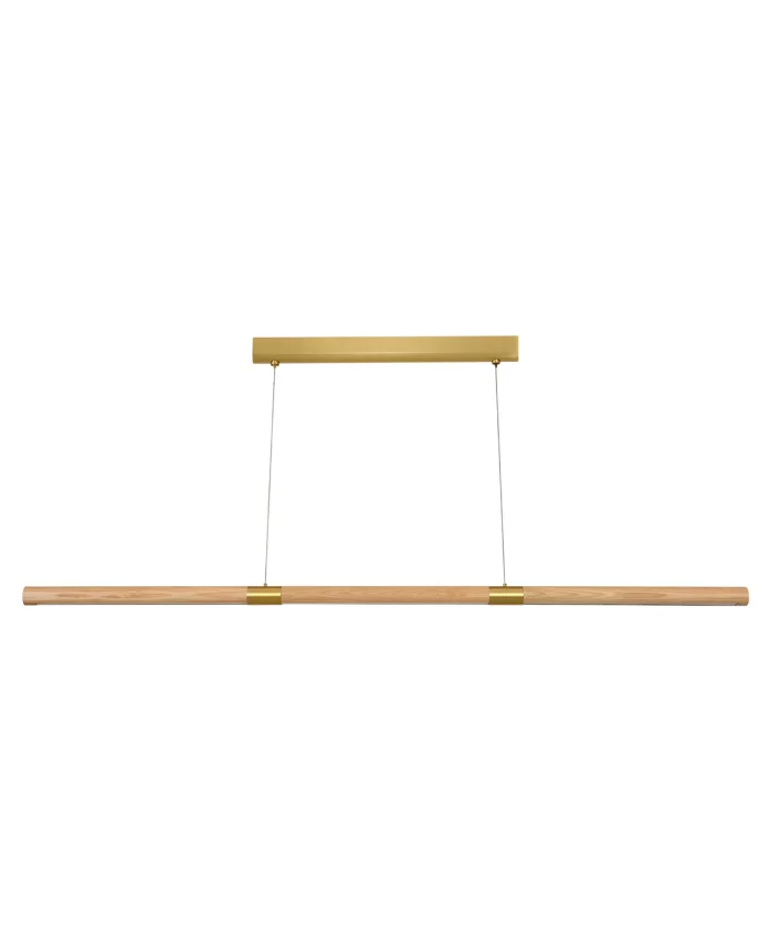 1500mm LED Pendant in Teak with Brass Details