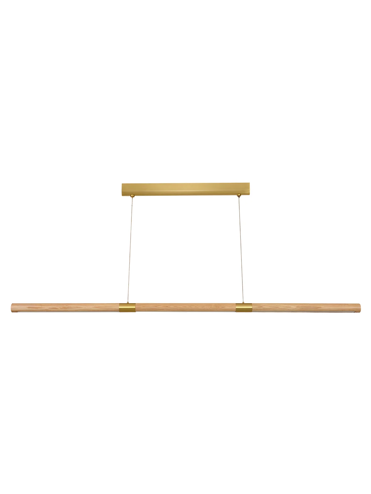 1500mm LED Pendant in Teak with Brass Details