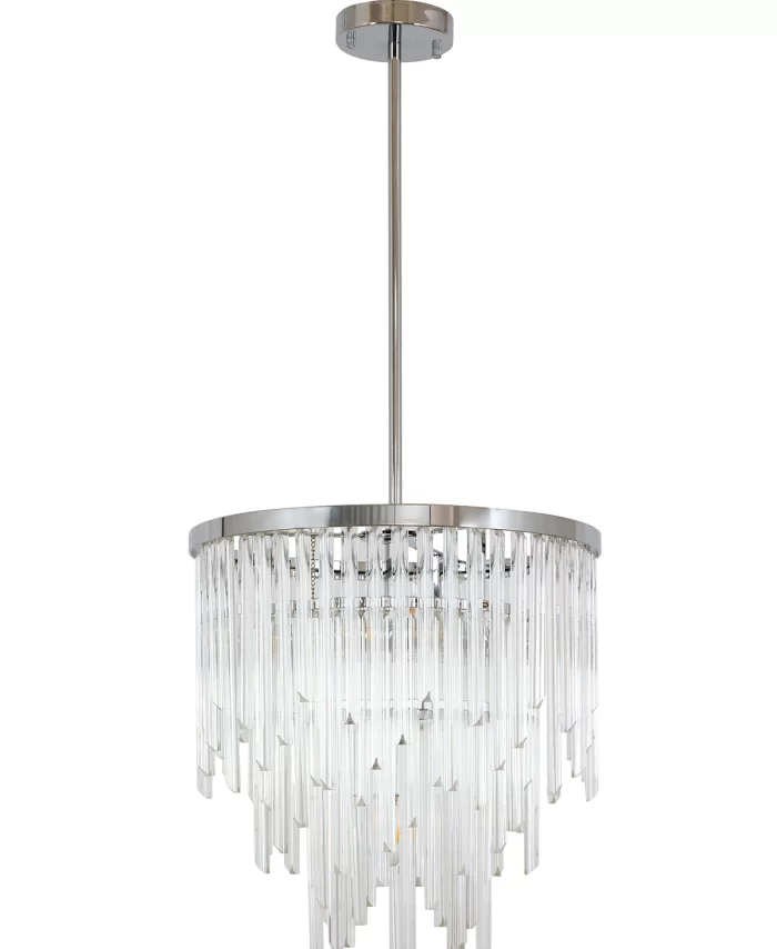 4 Light Pendant or Close to Ceiling Fitting in Polished Chrome with Clear Glass
