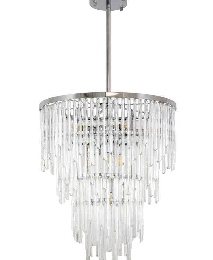 9 Light Pendant or Close to Ceiling Fitting in Polished Chrome with Clear Glass