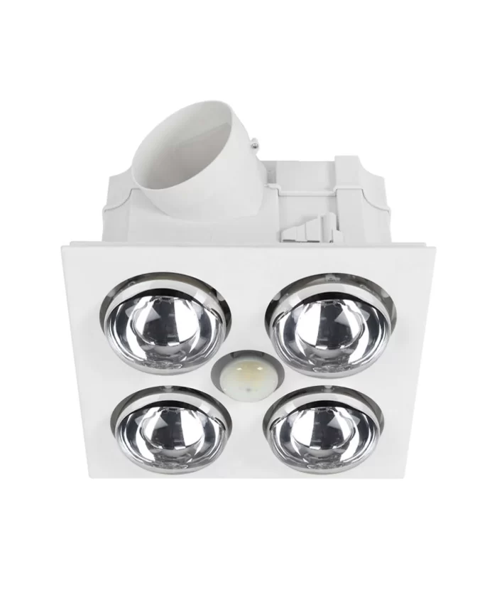 3-in-1 Bathroom Heater, Exhaust Fan and Light in White with 4 x 275W Heat Lamps