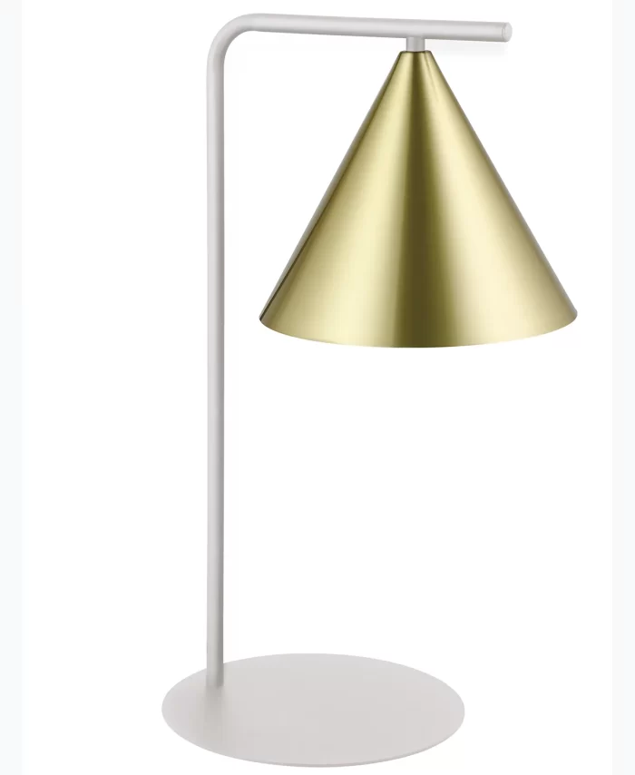 1 Light Table Lamp in White with Brass Detail