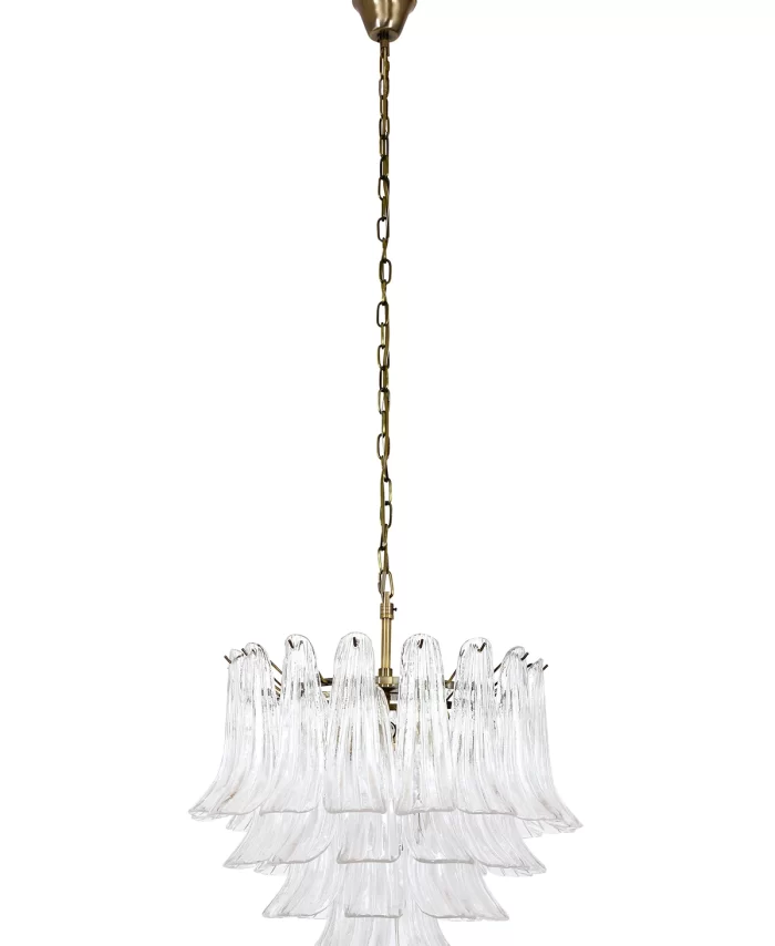 5 Light Pendant or Close to Ceiling Fitting in Antique Brass with Clear Glass